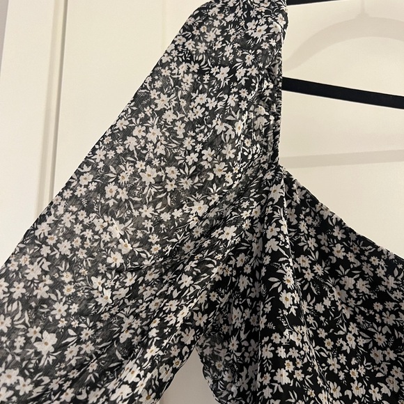 ASTR The Label Ruched Black White Floral Sweetheart Mini Dress Womens Size XL - Picture 11 of 13